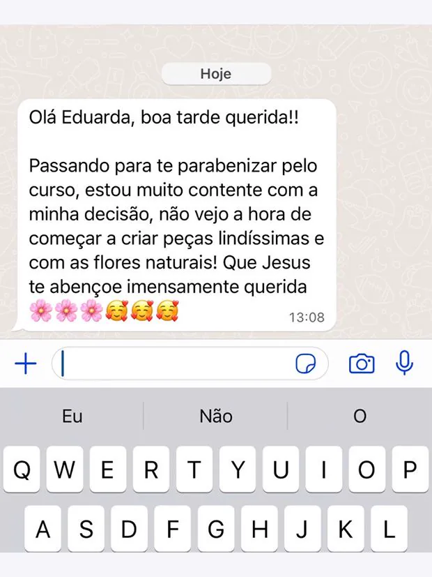 Depoimento de aluna: muito contente com a decisão de entrar no curso